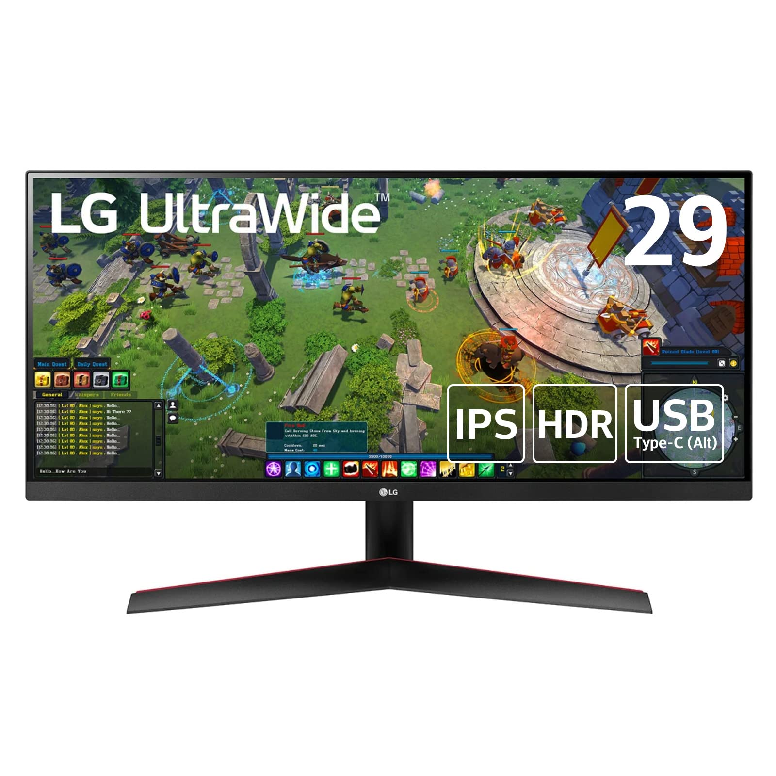【中古】【非常に良い】【 限定】LG ゲーミング モニター 29WP60G-B 29インチ / 平面ウルトラワイド(2560X1080) / IPS非光沢/HDR/FreeSync/USB Type-C(Alt)、Dis|ドリエムコーポレーション