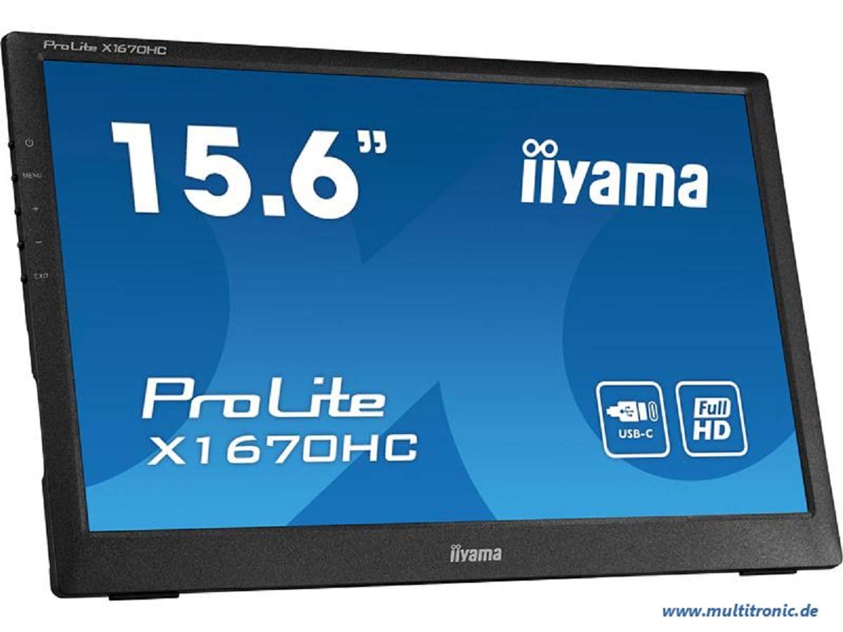 【中古】【非常に良い】マウスコンピューター iiyama モバイルモニター 15.6型(1920×1080フルHD/IPS方式パネル/ノングレア液晶/USB Type-C ケーブル付/3年保証)X1670HC-B1