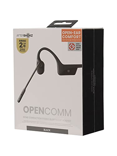【中古】【非常に良い】Aftershokz アフターショックス OpenComm(ブラック) 骨伝導ヘッドセット AFT-EP-000028