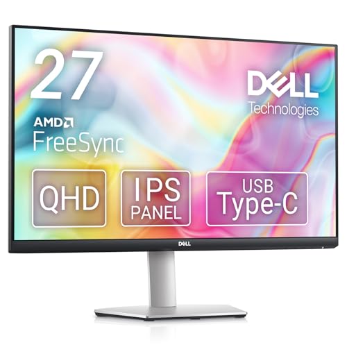 【中古】【非常に良い】Dell S2722DC 27インチ モニター (3年間無輝点交換保証/QHD/IPS非光沢/USB Type-C・ HDMIx2/sRGB 99%/縦横回転・高さ調整/4ms/75Hz/AMD F|ドリエムコーポレーション