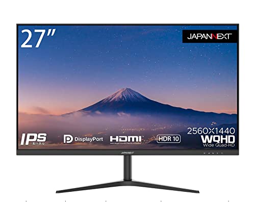 【中古】【非常に良い】JAPANNEXT 27インチ モニター WQHD 2560 x 1440 IPS ディスプレイ (HDMI/DisplayPort/スピーカー内蔵/VESA対応/ブルーライトカット) JN-IPS