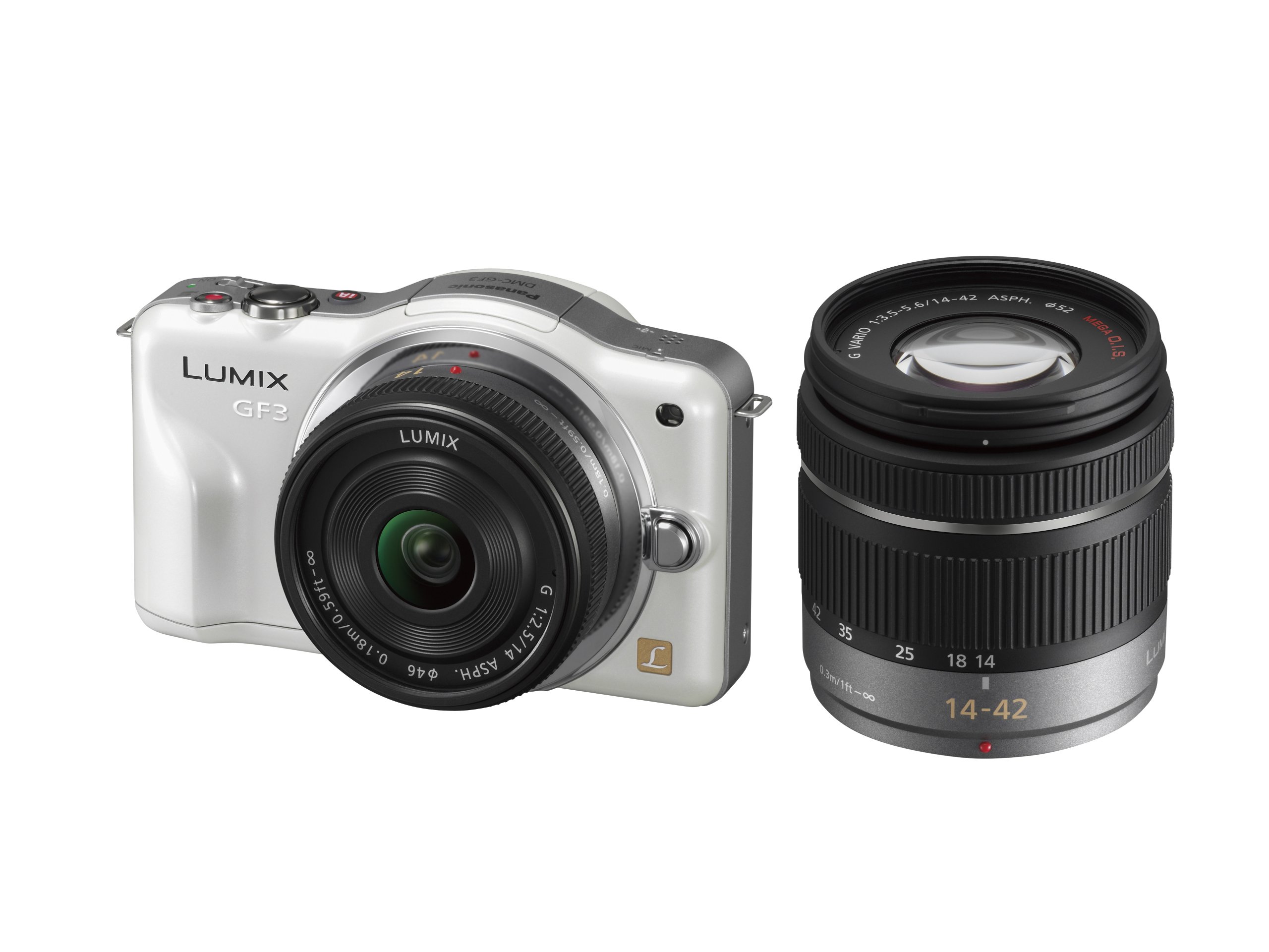 【中古】【非常に良い】パナソニック ミラーレス一眼カメラ LUMIX GF3 ダブルズームキット シェルホワイト DMC-GF3W-W