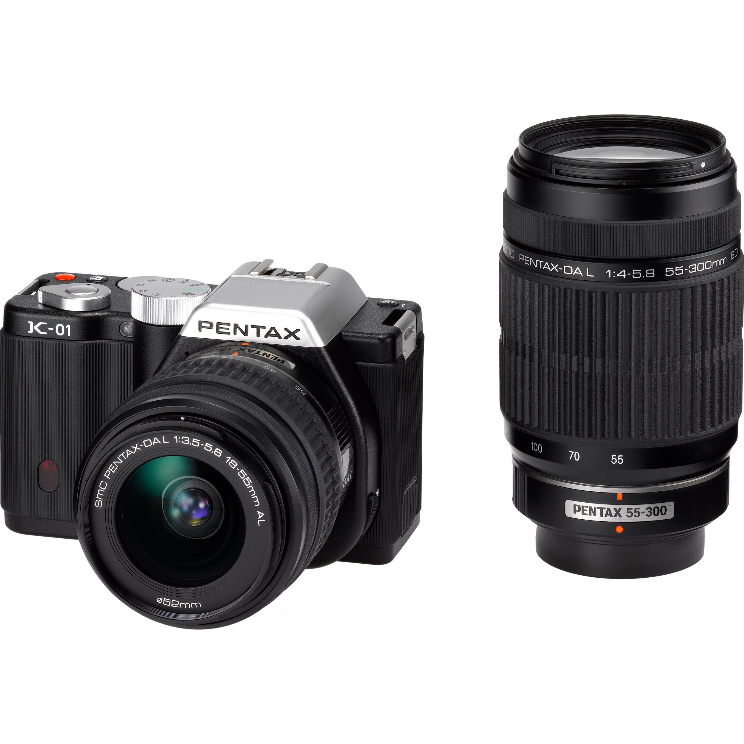 【中古】【非常に良い】PENTAX ミラーレス一眼カメラ K-01ダブルズームレンズキット ブラック/ブラック K-01WZK BK/BK