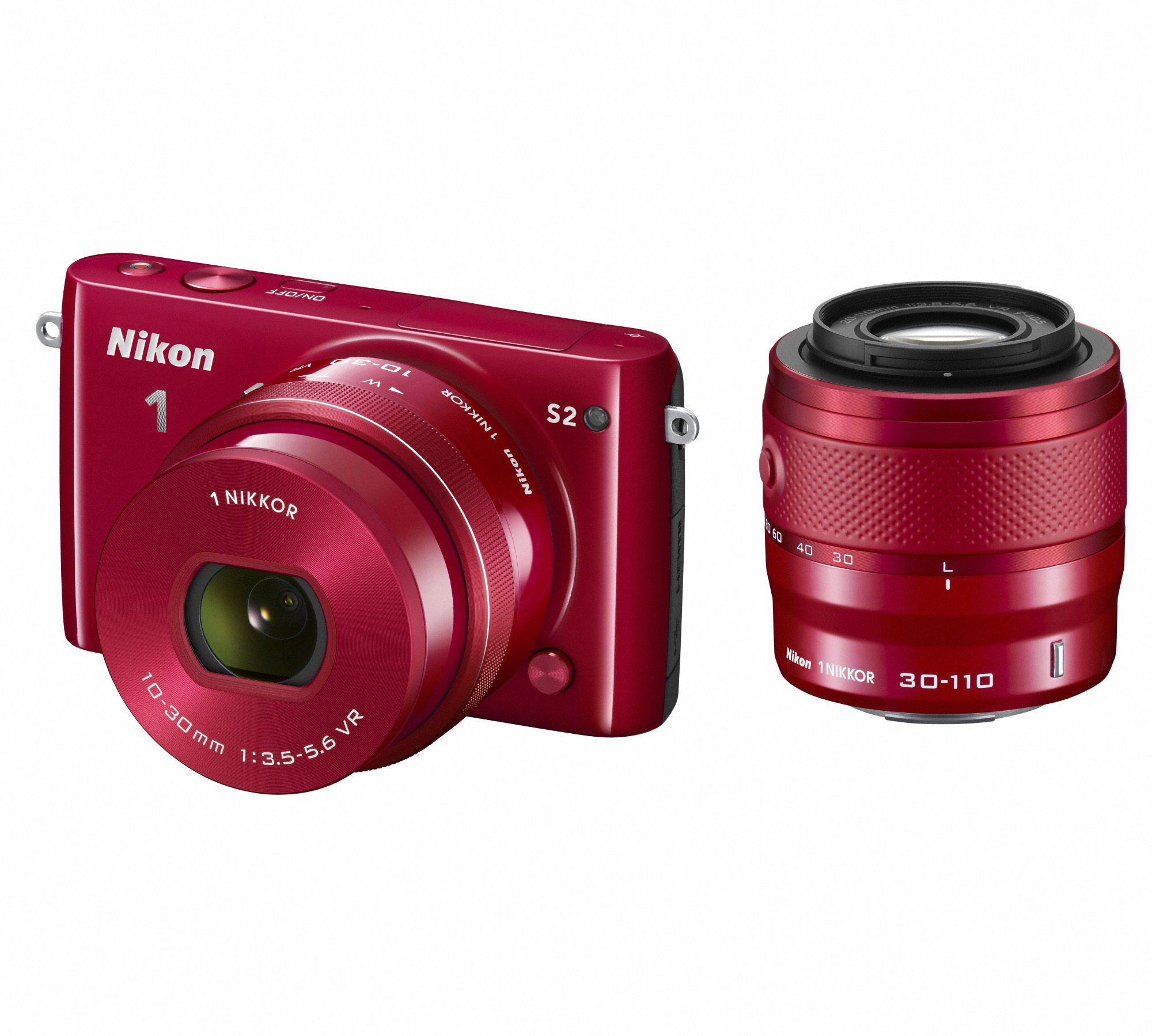 【中古】【非常に良い】Nikon ミラーレス一眼 Nikon1 S2 ダブルズームキット レッドS2WZRD