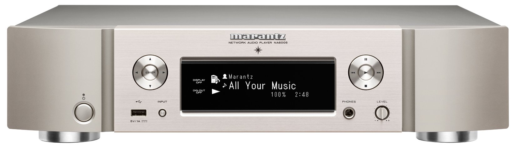 【中古】【非常に良い】Marantz ネットワークプレーヤー Bluetooth・Airplay・ワイドFM対応/ハイレゾ音源対応 シルバーゴールド NA-6005/FN|ドリエムコーポレーション