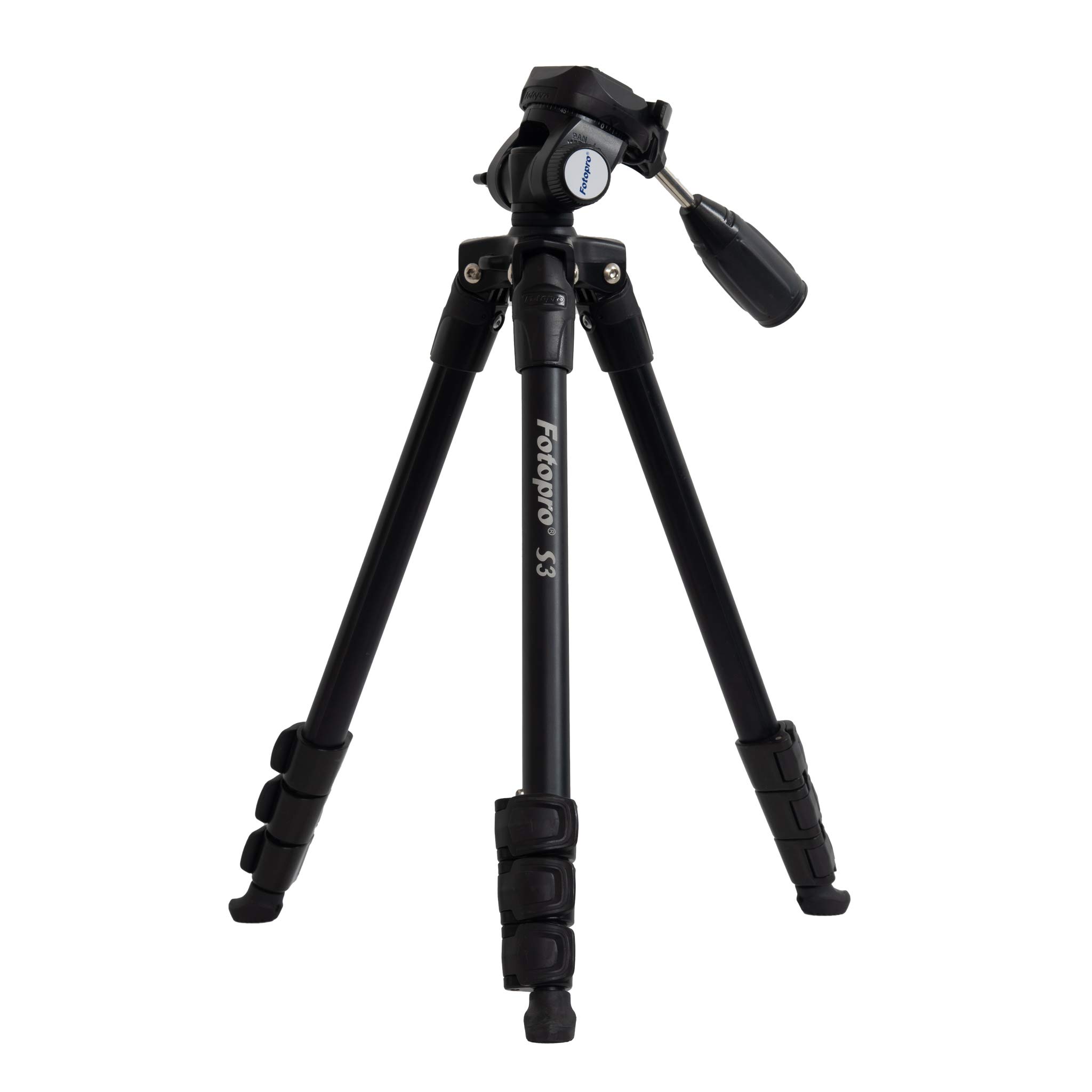 【中古】【非常に良い】Fotopro 三脚 S3 ブラック 4段 中型 3WAY雲台 アルミ製 15,002円