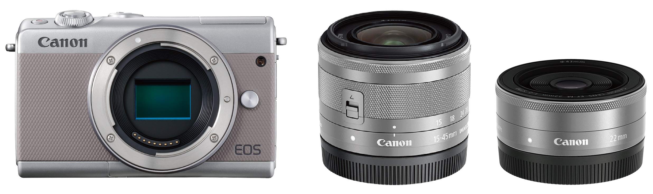 【中古】【非常に良い】Canon ミラーレス一眼カメラ EOS M100 ダブルレンズキット (グレー) EOSM100GY-WLK