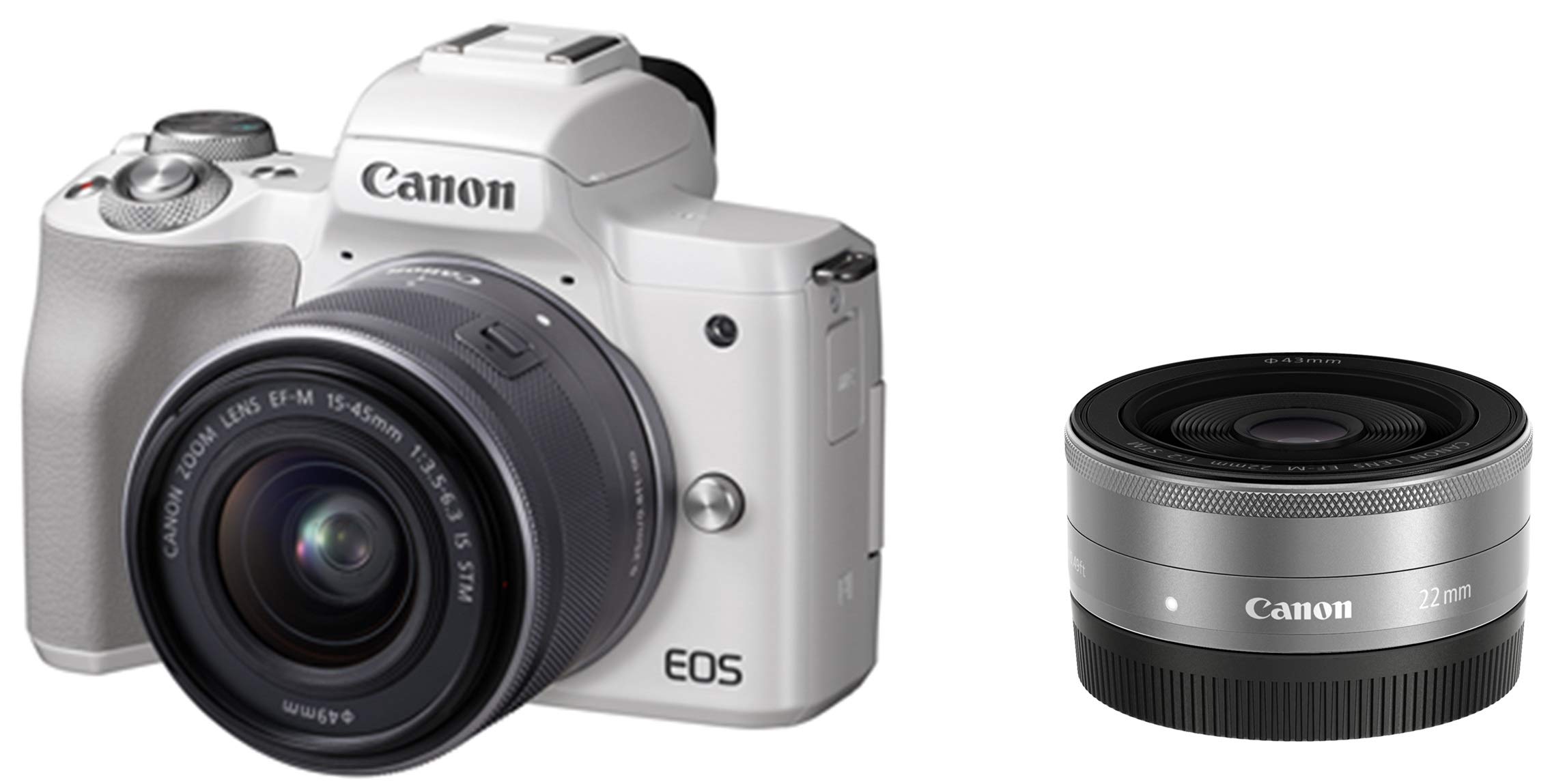 【中古】【非常に良い】Canon ミラーレス一眼カメラ EOS Kiss M ダブルレンズキット ホワイト EOSKISSMWH-WLK