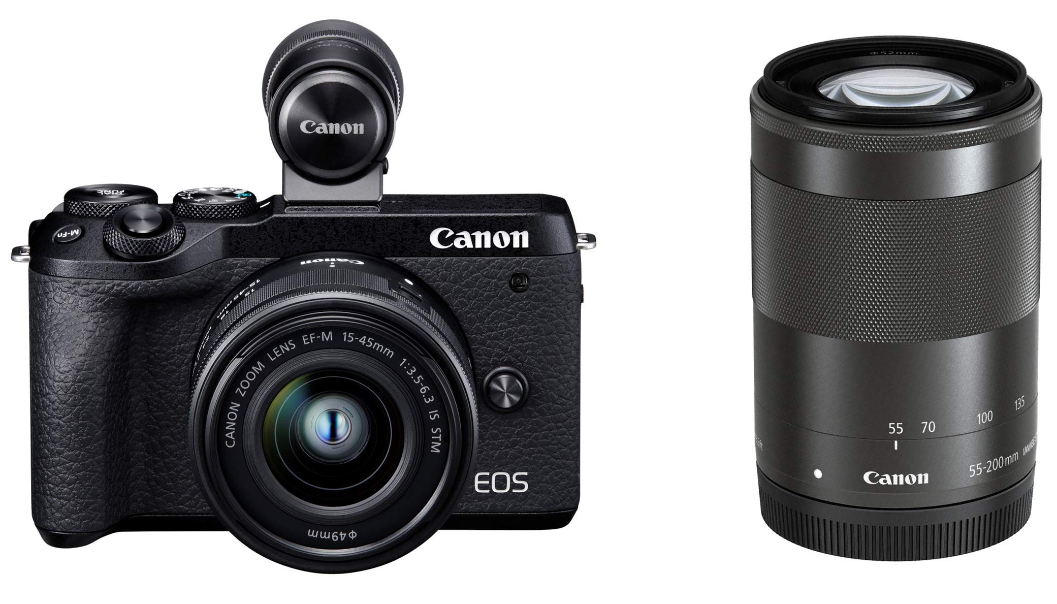 【中古】【非常に良い】Canon ミラーレス一眼カメラ EOS M6 Mark II ダブルズームEVFキット ブラック EOSM6MK2BK-WZEVFK