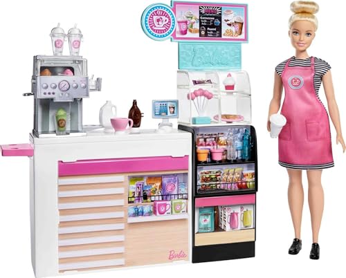 【中古】【非常に良い】バービー(Barbie) おしごとあそび バービー コーヒーショップ 【着せ替え人形】【ドール、アクセサリーセット】【3歳~】 GMW03