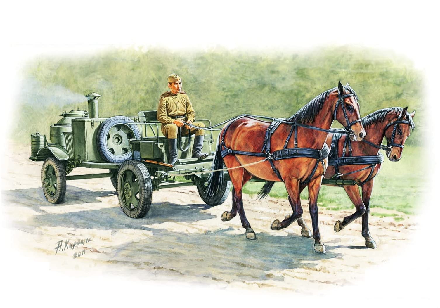 【中古】【非常に良い】ミニアート 1/35 ソビエトフィールドキッチン2KP-42 牽引馬2頭付 MA35057 プラモデル