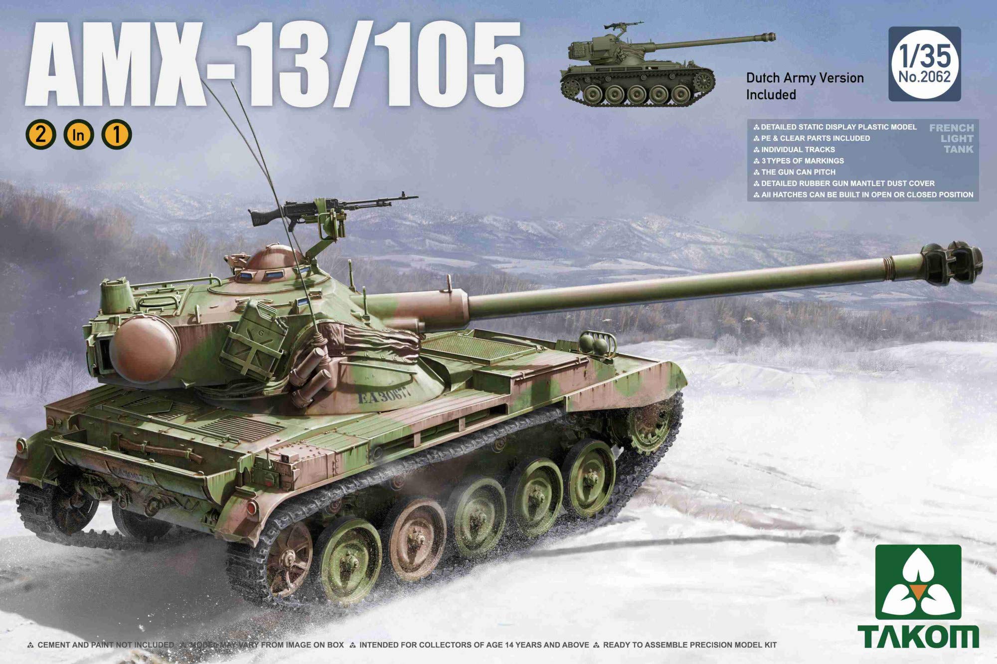 【中古】【非常に良い】TAKOM 1/35 フランス軍 AMX-13/105 軽戦車 プラモデル TKO2062|ドリエムコーポレーション
