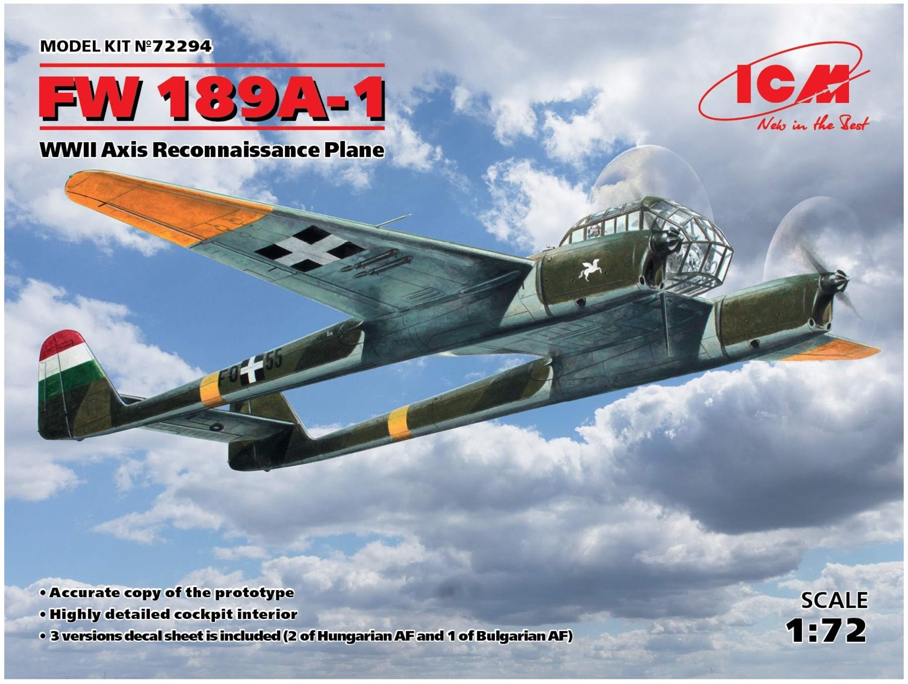 【中古】【非常に良い】ICM 1/72 ドイツ空軍 フォッケウルフFw189A-1 偵察機 プラモデル 72294