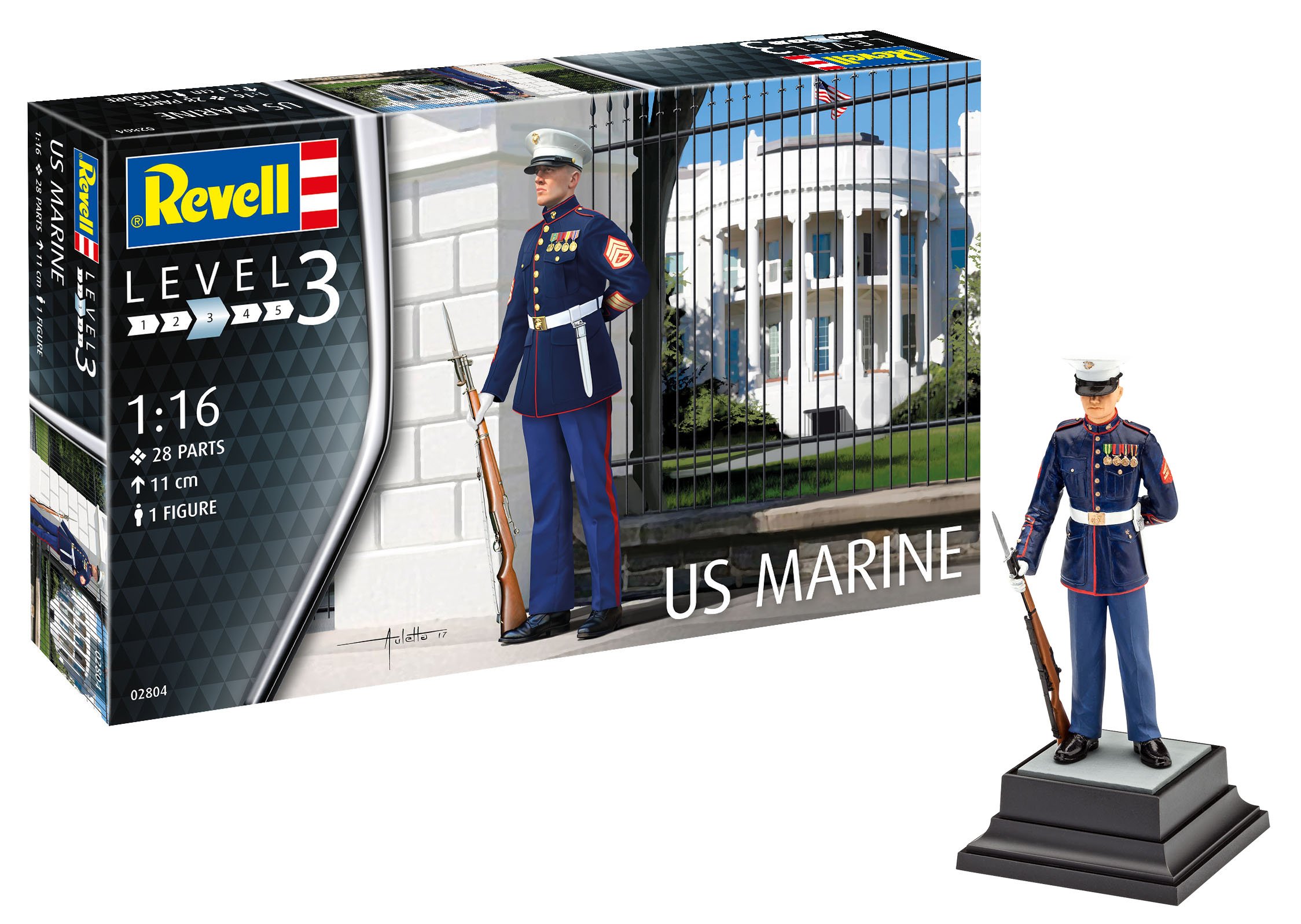 【中古】【非常に良い】ドイツレベル 1/16 アメリカマリーン サージェント プラモデル 02804