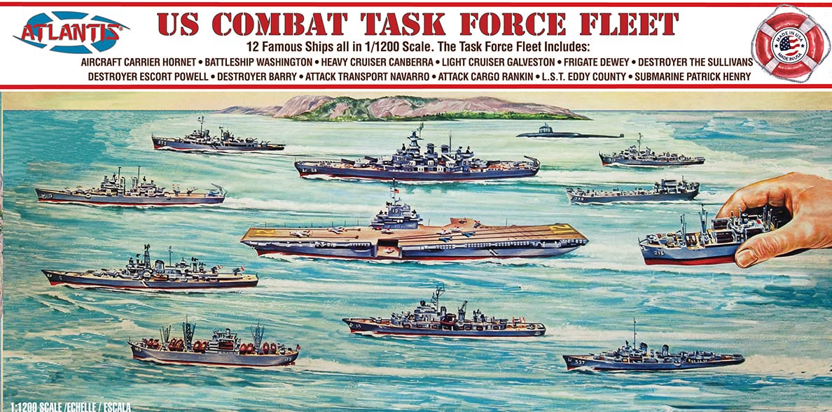 【中古】【非常に良い】アトランティスモデル 1/1200 アメリカ海軍 任務部隊セット 12隻セット プラモデル ATLAMCR6300 成型色