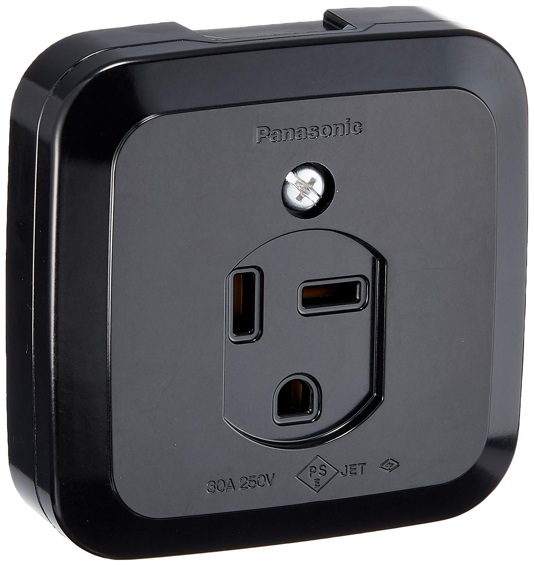 【中古】【非常に良い】パナソニック(Panasonic) 小型接地2P30A角型コンセント 250V ブラック WK3730B
