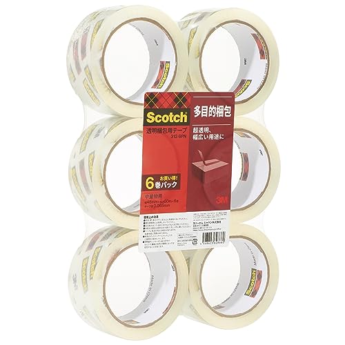 【中古】【非常に良い】3M スコッチ ガムテープ 梱包テープ 中軽量用 48mm×50m 6巻パック 313 6PN