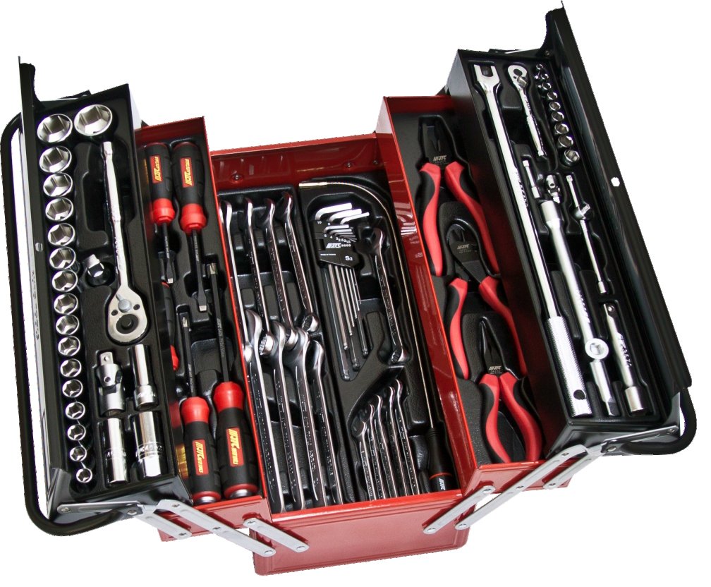 【中古】【非常に良い】JTC 両開き 工具箱 76PCS 工具セット ハンドツール JTCB076｜ドリエムコーポレーション