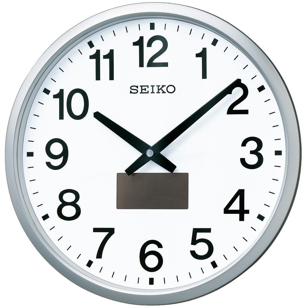 【中古】【非常に良い】セイコークロック(Seiko Clock) 掛け時計 オフィスタイプ ハイブリッドソーラー 電波 アナログ 銀色 メタリック SF242S|ドリエムコーポレーション