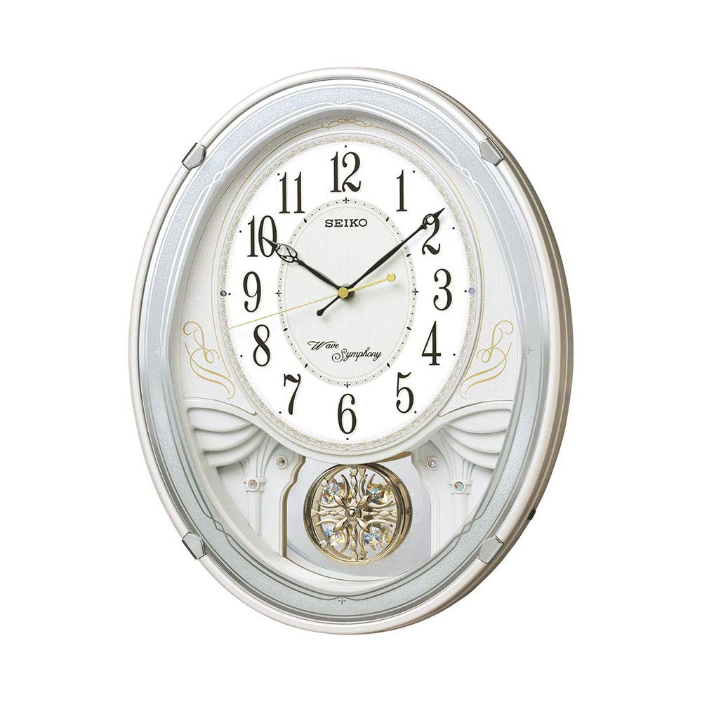 【中古】【非常に良い】セイコークロック(Seiko Clock) 掛け時計 メロディ時計 電波 アナログ トリプルセレクション メロディ 飾り振り子 白 パール AM258W