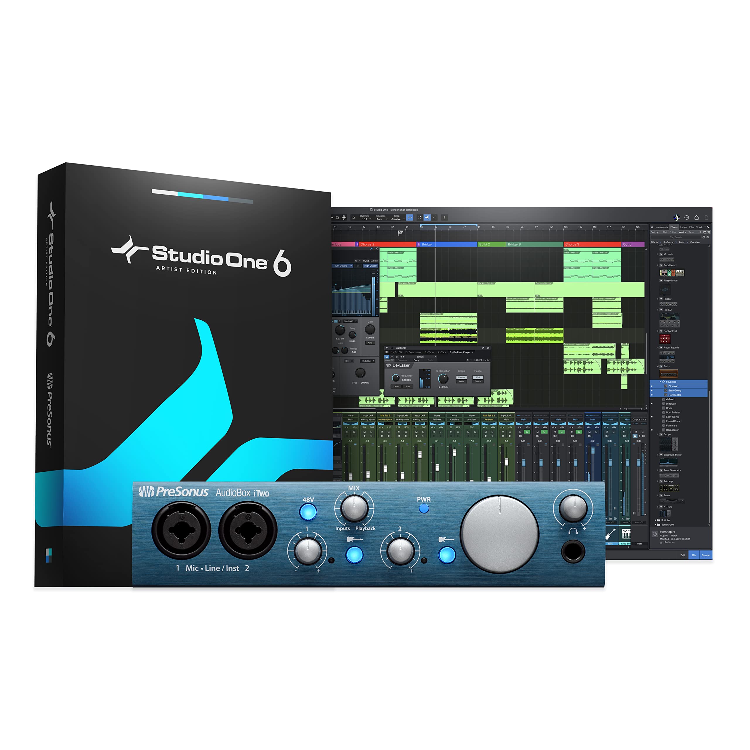 【中古】【非常に良い】PreSonus AudioBox iTwo USB/iPadオーディオ・インターフェース 24Bit 96kHz 2入力/2出力 Studio One Artistバンドル