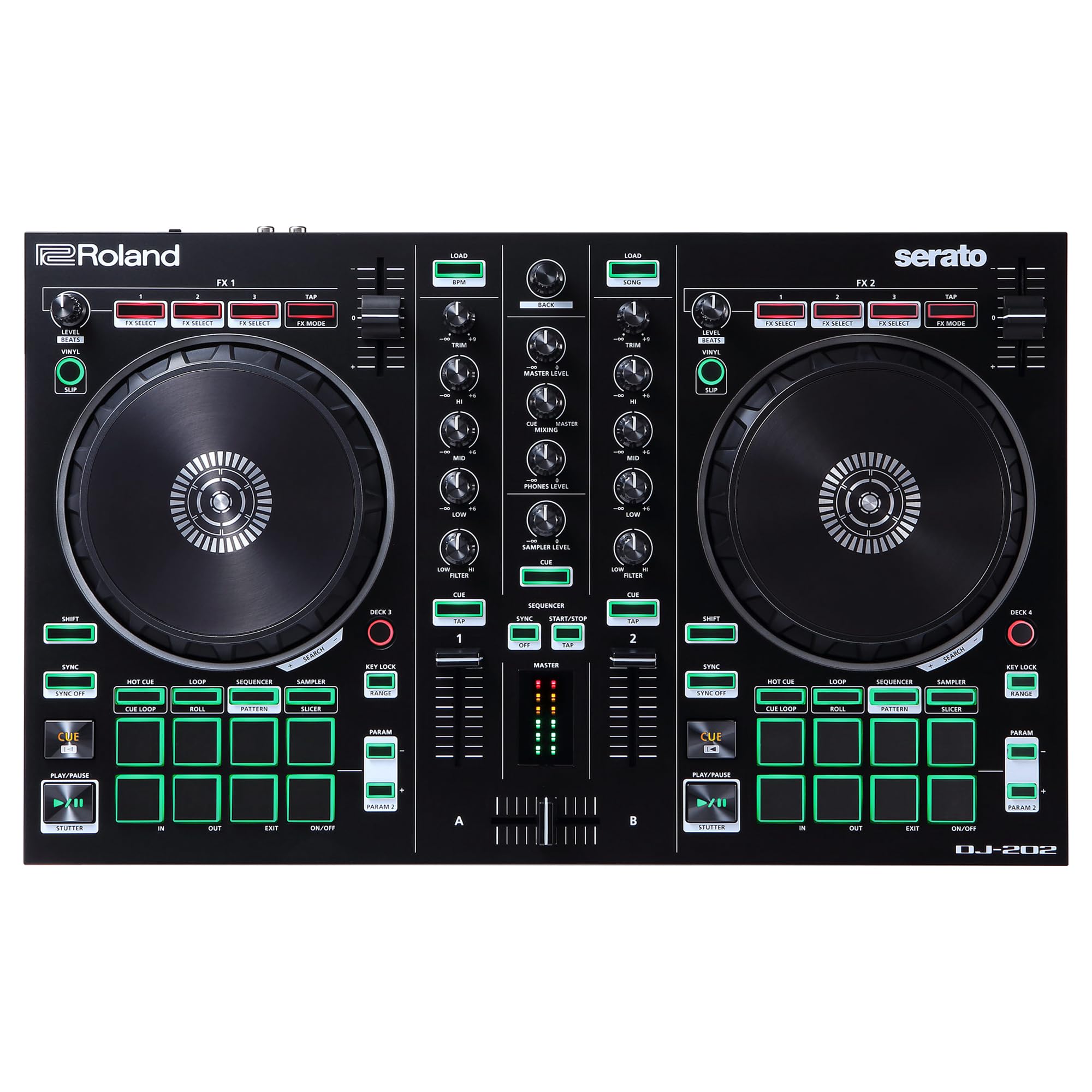【中古】【非常に良い】Roland ローランド DJコントローラー DJ-202 Serato DJ対応 PCDJ TR-909/TR-808/TR-707/TR-606のサウンドを搭載 マイク入力端子搭載 ポータブル