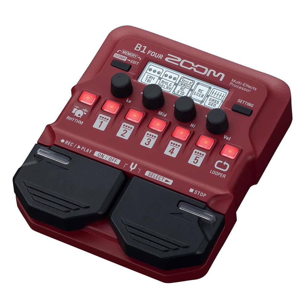 【中古】【非常に良い】ZOOM ズーム B1 FOUR ベース用マルチエフェクター 軽量コンパクト 65種類のエフェクト搭載 9種のアンプキャビネットモデル 最大5エフェクト同時使用可能 ルーパー ドラムマシン内蔵 PC｜ドリエムコーポレーション