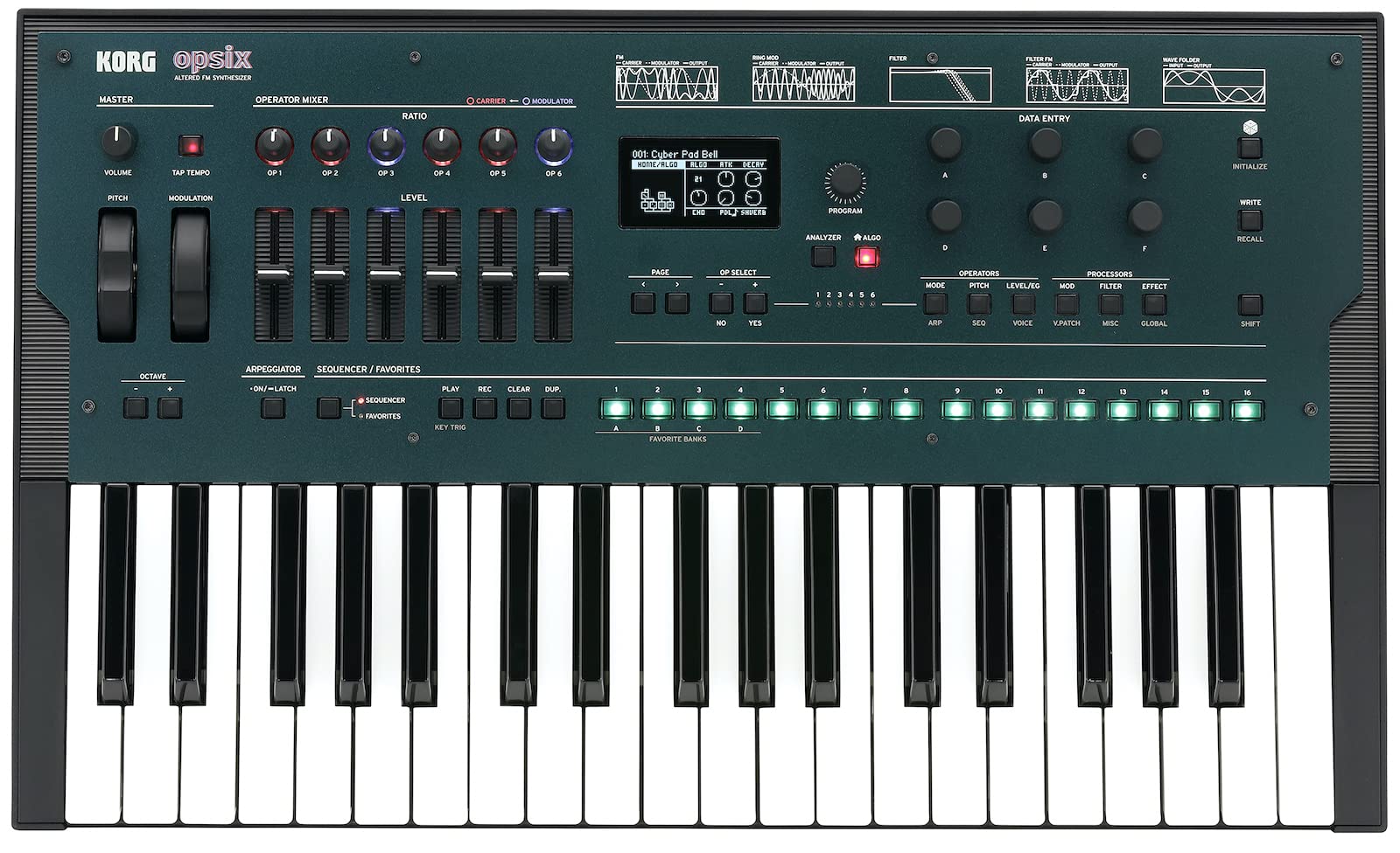 【中古】【非常に良い】KORG コルグ FM シンセサイザー opsix オプシックス アルペジエーター 16ステップ・ポリフォニック・シーケンサー内蔵 グリーン