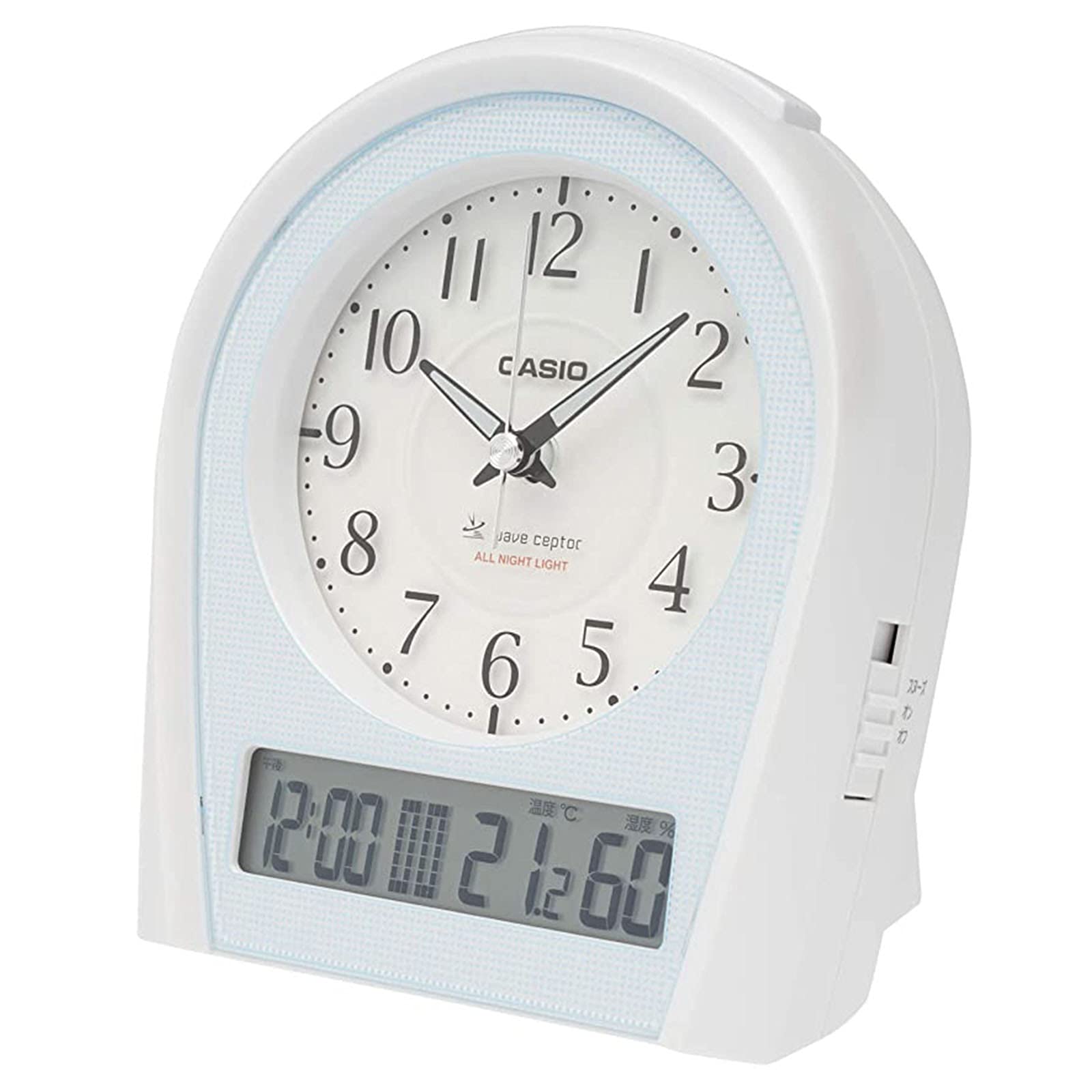 【中古】【非常に良い】CASIO(カシオ) 目覚まし時計 電波時計 シルバー アナログ 常時点灯 温度 湿度 カレンダー TTM-160NJ-8JF