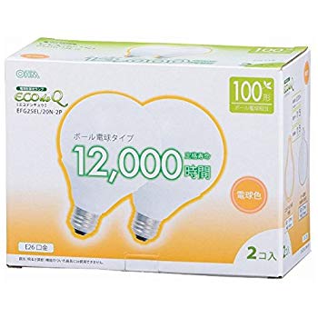 【中古】オーム電機 電球形蛍光灯 エコデンキュウ G形 E26 100形相当 電球色 2個入 [品番]06-0267 EFG25EL/20N-2P 2zzhgl6