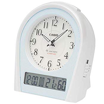 【中古】CASIO(カシオ) 目覚まし時計 電波 アナログ ウェーブセプター 常時点灯 温度 湿度 カレンダー 表示 シルバー TTM-160NJ-8JF rdzdsi3