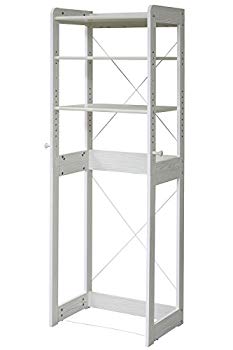 【中古】JKプラン 木製 冷蔵庫ラック 冷蔵庫の上に電子レンジ 幅60 cm 冷蔵庫上収納 レンジ台フック付き トースターラック ゴミ箱収納 キッチン収納 ホワ n5ksbvb|ドリエムコーポレーション