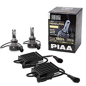 【中古】PIAA ヘッドライト/フォグライト用 LEDバルブ H8 / H9 / H11 / H16 6000K 54000cd 4900lm相当※ 車検対応 2個入 12V/24V共用 23W 高性能制御回路 n5ksbvb|ドリエムコーポレーション