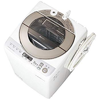 【中古】シャープ 9.0kg 全自動洗濯機　ゴールド系SHARP 穴なし槽 ES-GV90R-N w17b8b5