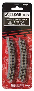 【中古】ロクハン Zゲージ R064 カント付レール R195-30° (6本入り) 9jupf8b