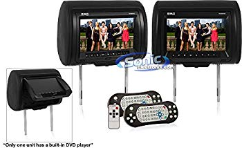 【中古】Absolute DPH-980PKGB 9.5-Inch Headrest Pillow Monitor with DVD Player USB/SD/MMC Ready Pair (Black) by Absolute i8my1cf|ドリエムコーポレーション