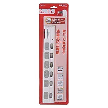 【中古】オーム電機 雷かばい立て\u0026ブレーカー LED個別取り替えっこ付き添い人 節電水道栓 6個口 1.5m HS-T1955W rdzdsi3
