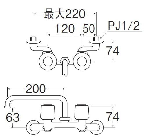 【新品】 三栄水栓 【キッチン用混合栓(寒冷地仕様)】 ツーバルブ混合栓 上向きタイプ(寒冷地仕様) K211K-LH wwzq1cm｜ドリエムコーポレーション