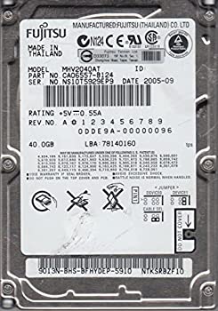 【中古】富士通/Fujitsu 2.5インチ IDE/ATA100 40GB 9.5mm HDD MHV2040AT