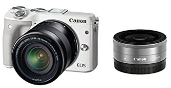 【中古】Canon ミラーレス一眼カメラ EOS M3 ダブルレンズキット(ホワイト) EF-M18-55mm F3.5-5.6 IS STM EF-M22mm F2 STM 付属 EOSM3WH-WLK｜ドリエムコーポレーション