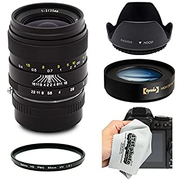 【中古】Oshiro 35?mm f2広角フルフレームプライムレンズとフード、UV、10?xマクロfor Sony NEX・Eマウントa7r、a7s、a7、a6000? a5100? a5000、a3000、N