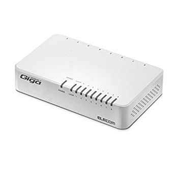 【中古】エレコム スイッチングこしき ギガビット相応う 8界面 ACワット数 EHC-G08PA2-W 有線LAN-スイッチングハブ-パソコン・周辺機器