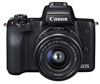 【中古】Canon キヤノン ミラーレス一眼カメラ EOS Kiss M ブラック レンズキット EF-M15-45 IS STM付属 EOSKISSMBK-1545ISSTMLK-A|ドリエムコーポレーション