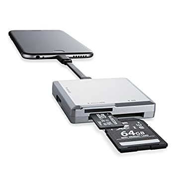 【中古】ロジテック ライトニングカードリーダー SD microSD相応う Type-C取り替えっこアダプター嘱する しろがね色 LMR-MB15SV