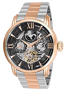 【中古】Invicta Men\u0027s Objet D Art Rose Gold-Tone Steel Bracelet \u0026 Case Automatic Black Dial Analog Watch 27579
