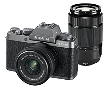 【中古】FUJIFILM 鏡鑑受け答え一眼写真器 X-T100ダブルズームレンズキット 幽々たるしろがね色 X-T100WZLK-DS カメラ・ビデオカメラ・光学機器-TV・オーディオ・カメラ