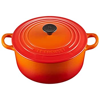 【中古】(未当て嵌める･未開封品)ル・クルーゼ(Le Creuset) 鋳込み ホーロー 鍋 両手なべ 無水鍋 鉄鍋 ココット・ロンド 24 珊 オレンジ色 屁っ放り IH オーヴン 食洗器 相応う 【日本定め事販