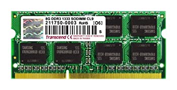 【中古】【非常に良い】Transcend ノートPC用メモリ PC3-10600 DDR3 1333 8GB 1.5V 204pin SO-DIMM TS1GSK64V3H