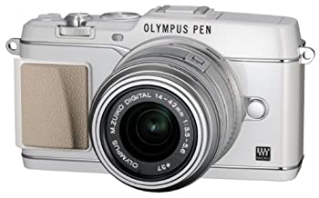 【中古】OLYMPUS ミラーレス一眼 PEN E-P5 14-42mm レンズキット(ビューファインダー VF-4セット) ホワイト E-P5 14-42mm LKIT WHT