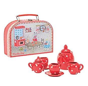 【中古】【非常に良い】Moulin Roty Red Ceramic Tea Set|ドリエムコーポレーション